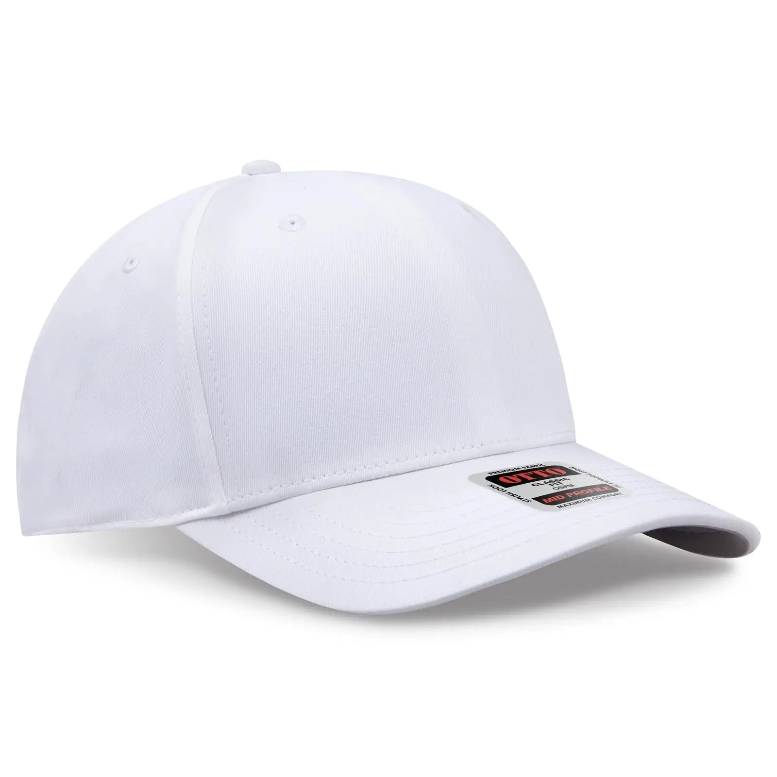 OTTO 270-1 Seamless 6 Panel Mid Profile Baseball Cap - White - White / 7 3/8’’ - 7 5/8’’