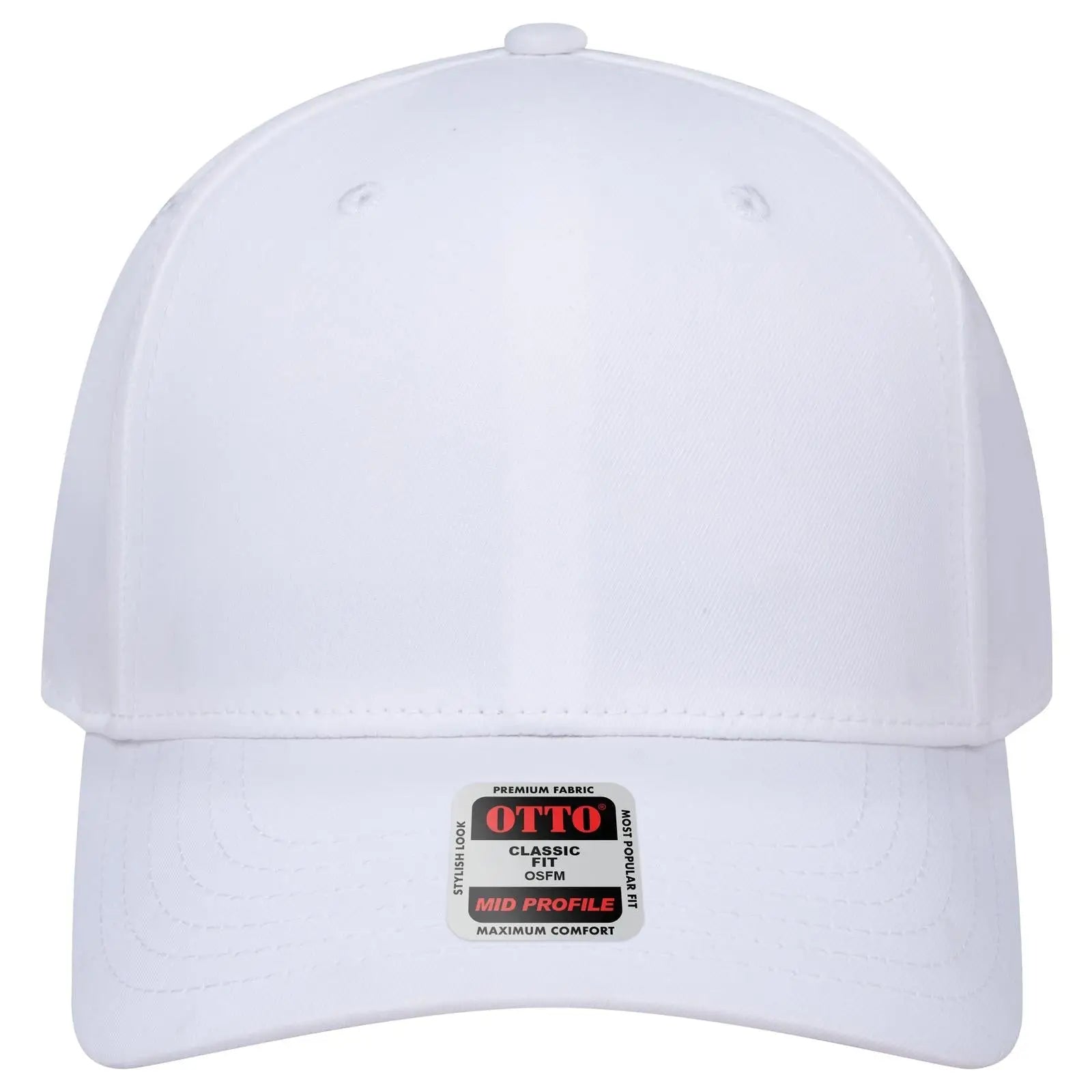 OTTO 270-1 Seamless 6 Panel Mid Profile Baseball Cap - White - White / 7 3/8’’ - 7 5/8’’