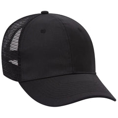 OTTO 30-1103 6 Panel Mid Profile Mesh Back Trucker Cap - Black - Black / 6 1/2’’ - 7 5/8’’