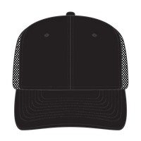OTTO 30-1103 6 Panel Mid Profile Mesh Back Trucker Cap - Black - Black / 6 1/2’’ - 7 5/8’’