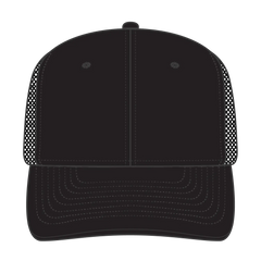 OTTO 30-1103 6 Panel Mid Profile Mesh Back Trucker Cap - Black - Black / 6 1/2’’ - 7 5/8’’