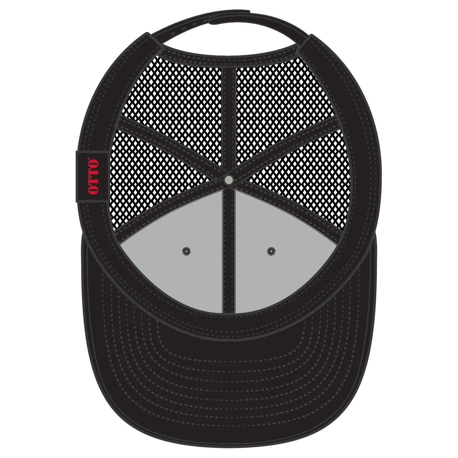 OTTO 30-1103 6 Panel Mid Profile Mesh Back Trucker Cap - Black - Black / 6 1/2’’ - 7 5/8’’