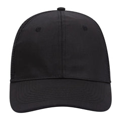 OTTO 30-1103 6 Panel Mid Profile Mesh Back Trucker Cap - Black - Black / 6 1/2’’ - 7 5/8’’