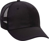OTTO 30-1103 Promo Cotton Blend Twill Pro Style Mesh Back Trucker Hat - Black - Black / One Size Fits Most