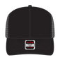 OTTO 30-287 6 Panel Mid Profile Mesh Back Trucker Cap - Black - Black / 6 1/2’’ - 7 5/8’’
