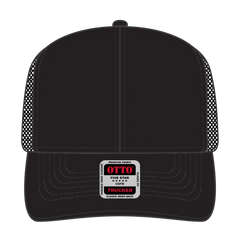 OTTO 30-287 6 Panel Mid Profile Mesh Back Trucker Cap - Black - Black / 6 1/2’’ - 7 5/8’’