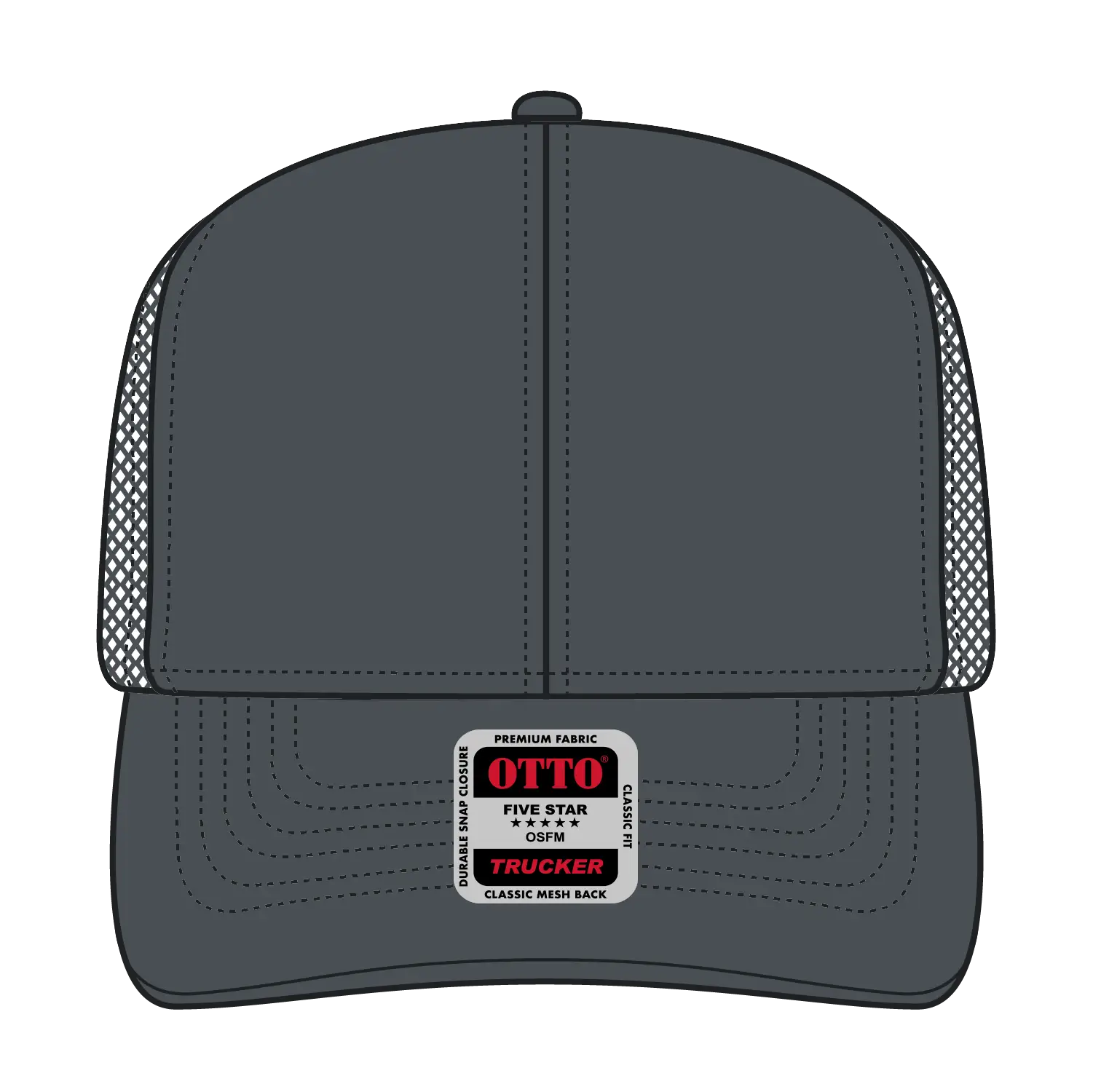OTTO 30-287 6 Panel Mid Profile Mesh Back Trucker Cap - Char. Gray - Char. Gray / 6 1/2’’ - 7 5/8’’