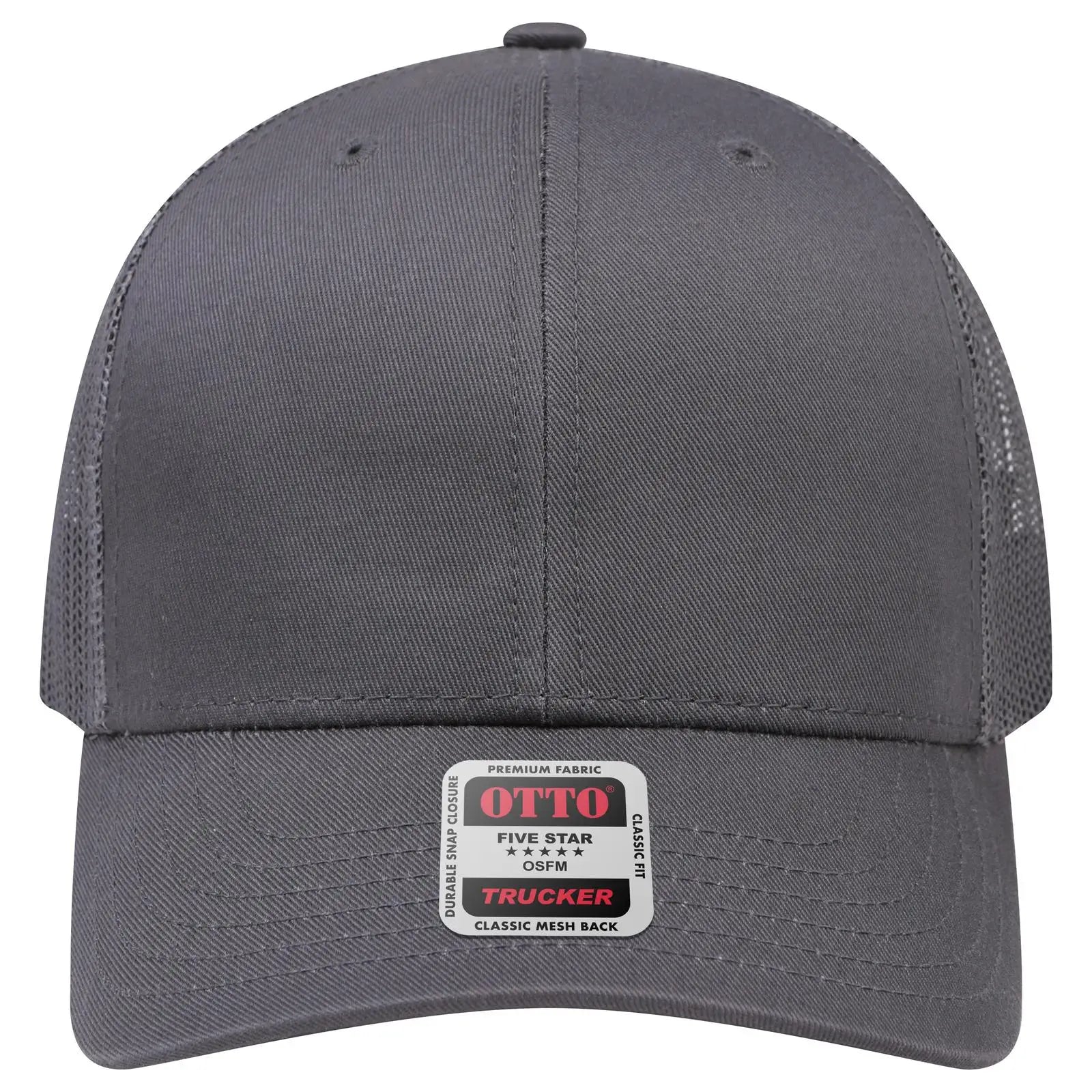 OTTO 30-287 6 Panel Mid Profile Mesh Back Trucker Cap - Char. Gray - Char. Gray / 6 1/2’’ - 7 5/8’’