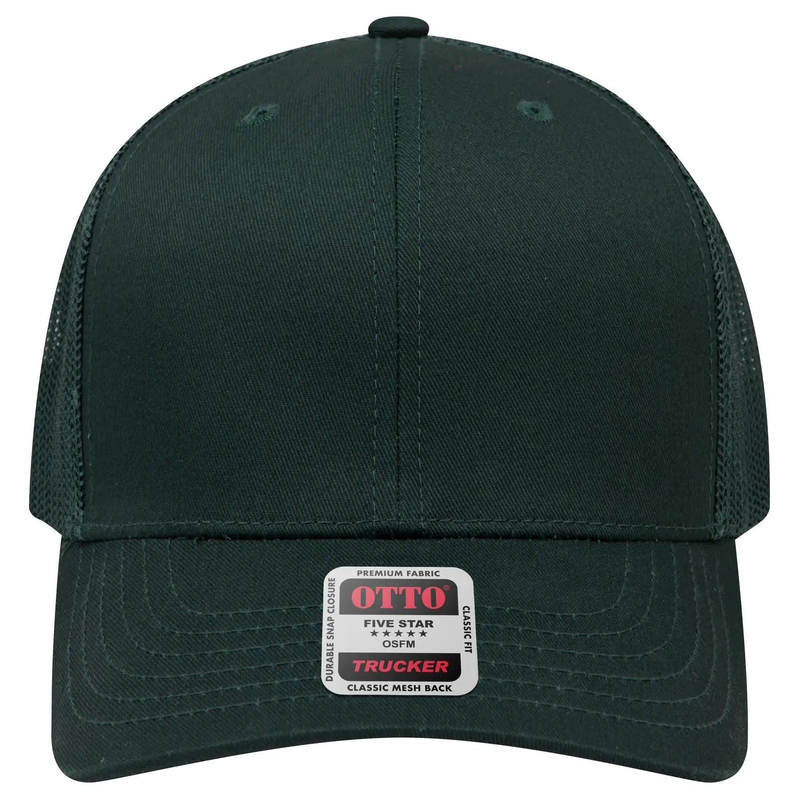 OTTO 30-287 6 Panel Mid Profile Mesh Back Trucker Cap - Dk. Green - Dk. Green / 6 1/2’’ - 7 5/8’’