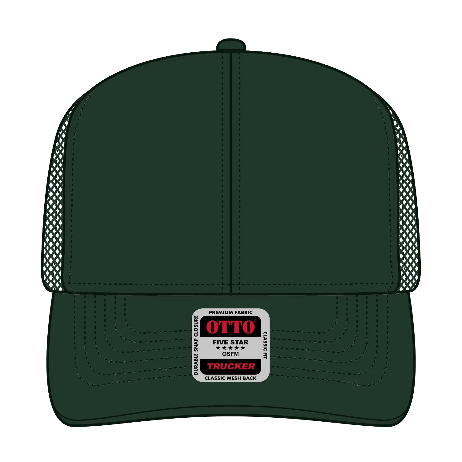 OTTO 30-287 6 Panel Mid Profile Mesh Back Trucker Cap - Dk. Green - Dk. Green / 6 1/2’’ - 7 5/8’’