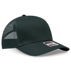 OTTO 30-287 6 Panel Mid Profile Mesh Back Trucker Cap - Dk. Green - Dk. Green / 6 1/2’’ - 7 5/8’’