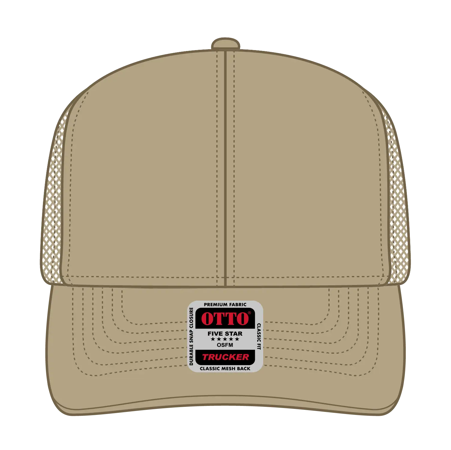 OTTO 30-287 6 Panel Mid Profile Mesh Back Trucker Cap - Khaki - Khaki / 6 1/2’’ - 7 5/8’’