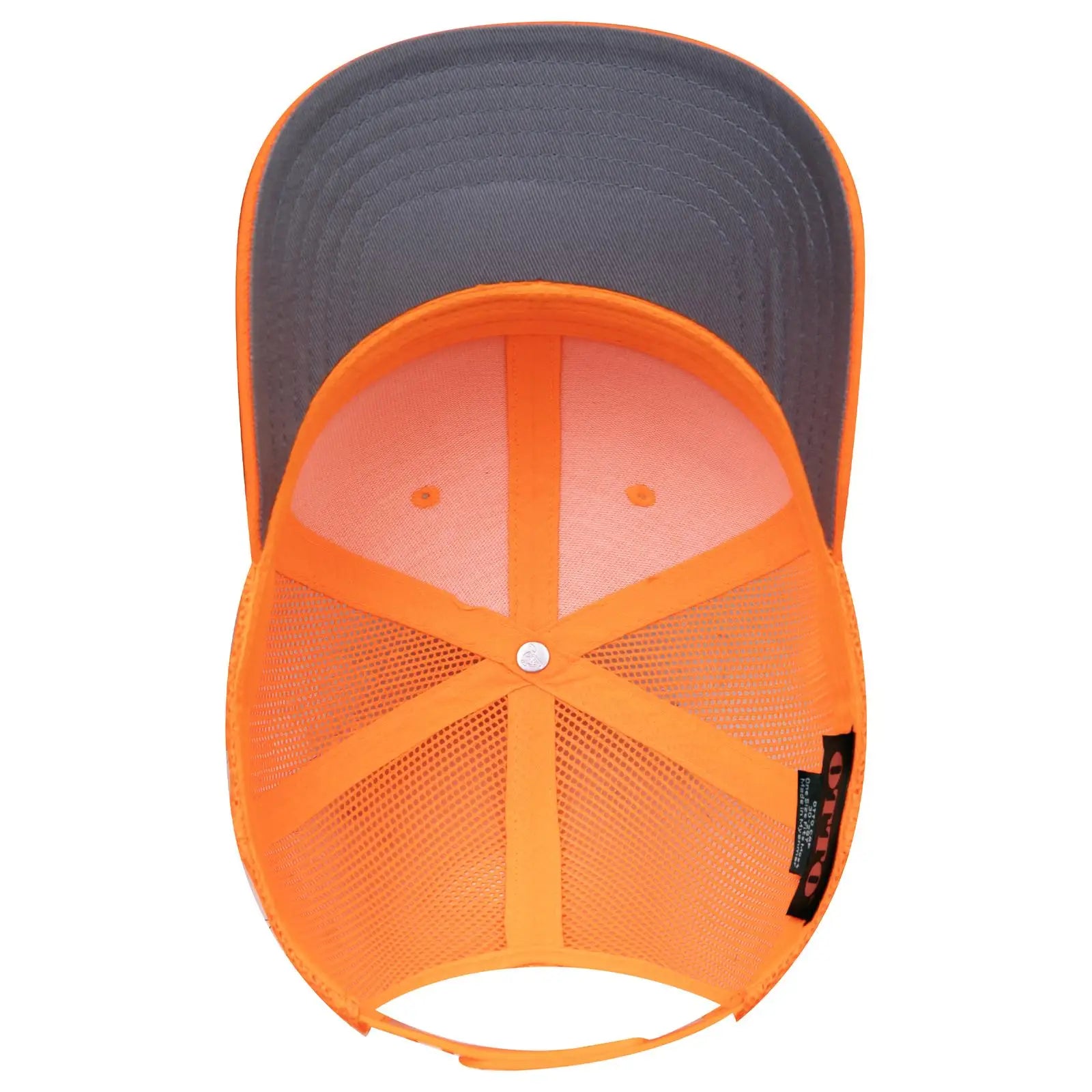 OTTO 30-287 6 Panel Mid Profile Mesh Back Trucker Cap - N. Orange - N. Orange / 6 1/2’’ - 7 5/8’’