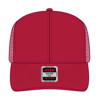 OTTO 30-287 6 Panel Mid Profile Mesh Back Trucker Cap - Red - Red / 6 1/2’’ - 7 5/8’’