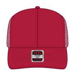OTTO 30-287 6 Panel Mid Profile Mesh Back Trucker Cap - Red - Red / 6 1/2’’ - 7 5/8’’