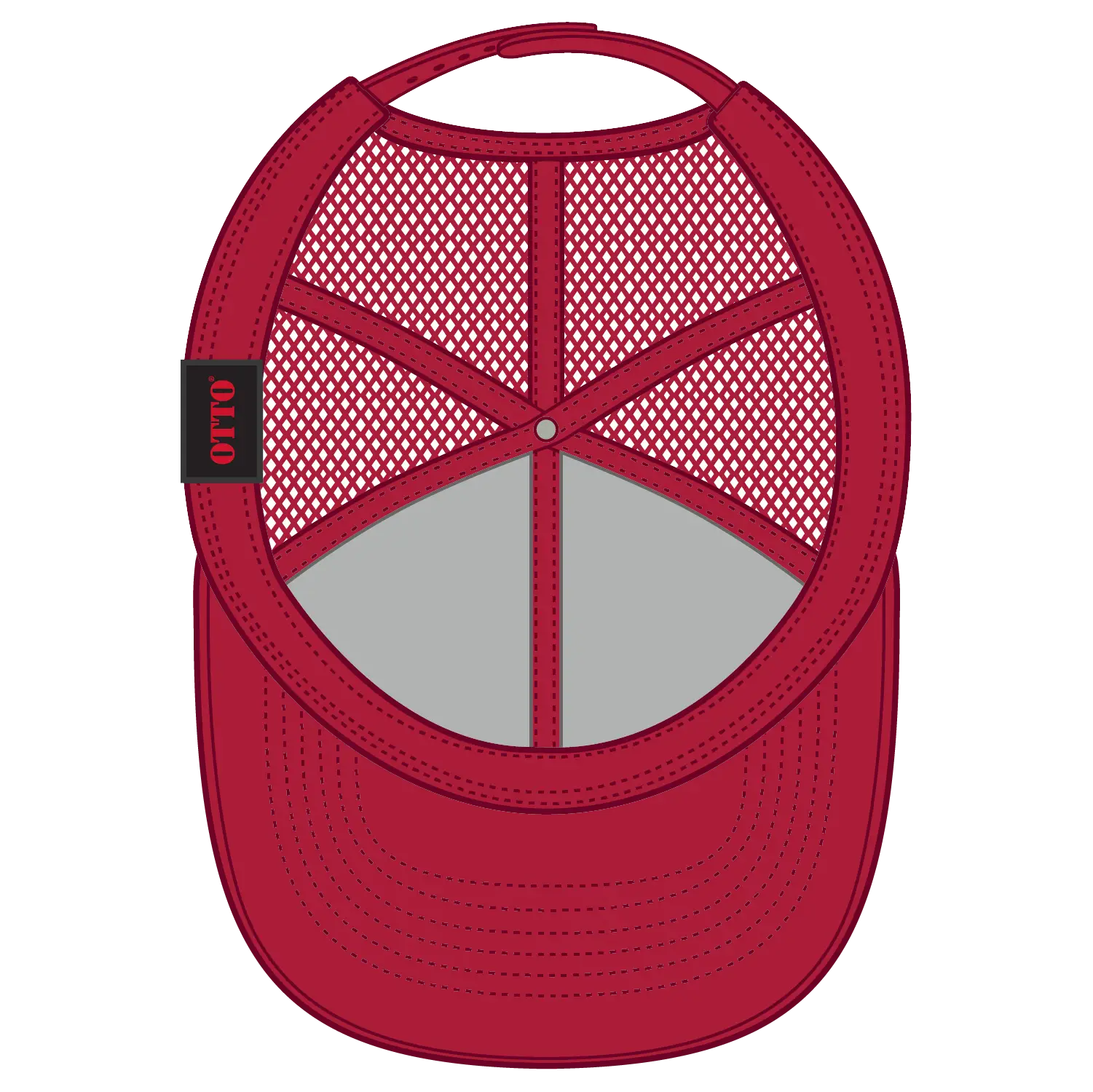 OTTO 30-287 6 Panel Mid Profile Mesh Back Trucker Cap - Red - Red / 6 1/2’’ - 7 5/8’’