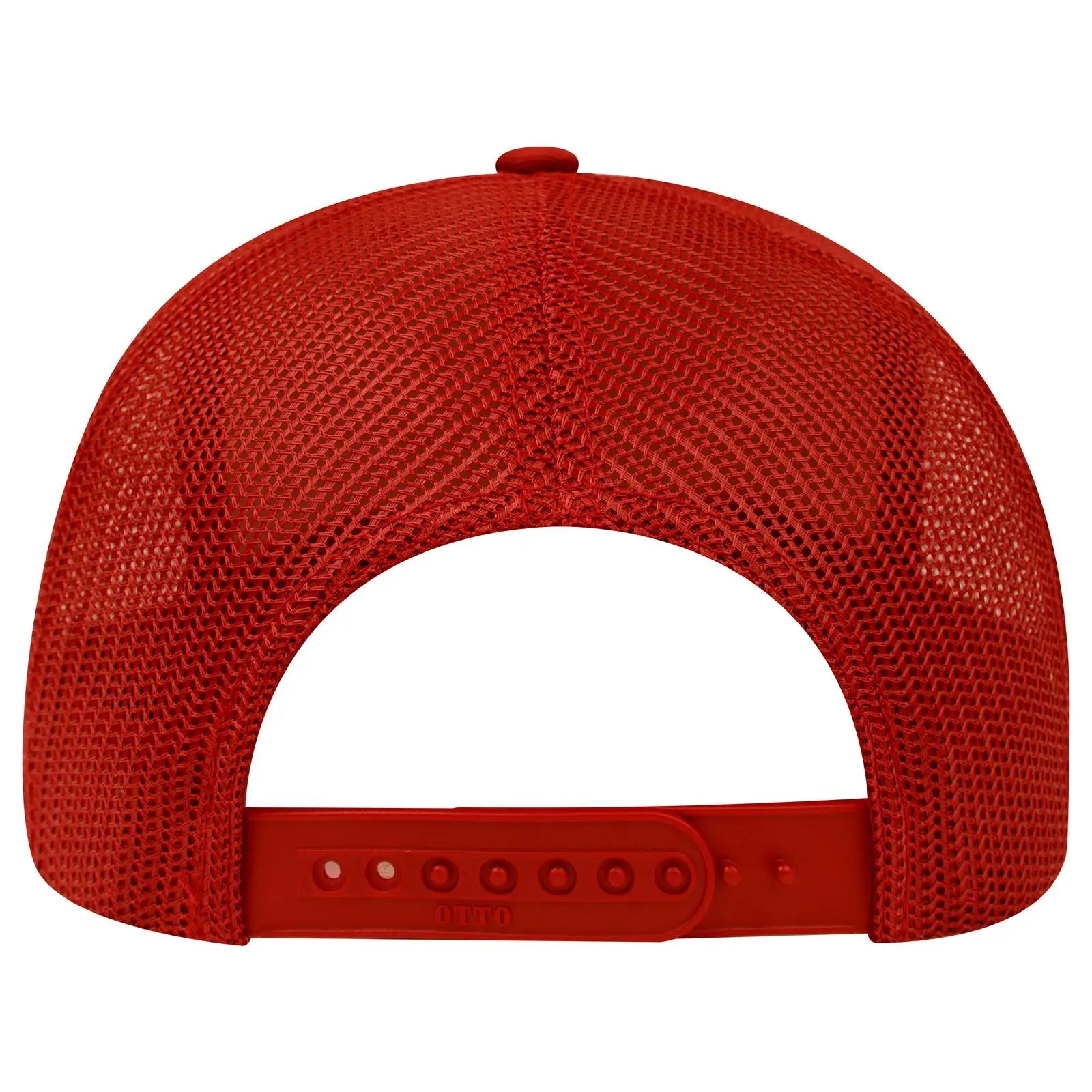 OTTO 30-287 6 Panel Mid Profile Mesh Back Trucker Cap - Red - Red / 6 1/2’’ - 7 5/8’’