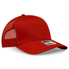OTTO 30-287 6 Panel Mid Profile Mesh Back Trucker Cap - Red - Red / 6 1/2’’ - 7 5/8’’