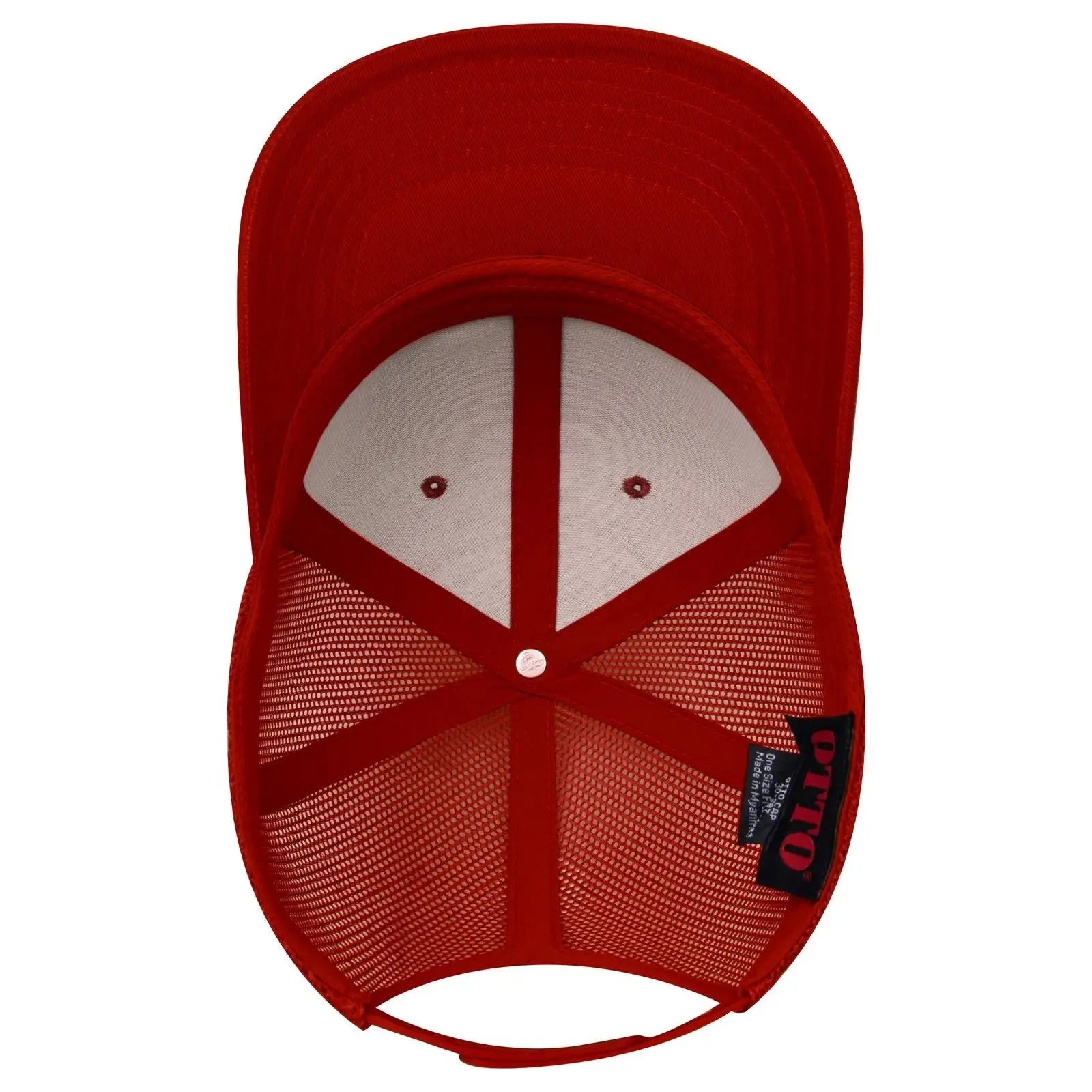 OTTO 30-287 6 Panel Mid Profile Mesh Back Trucker Cap - Red - Red / 6 1/2’’ - 7 5/8’’