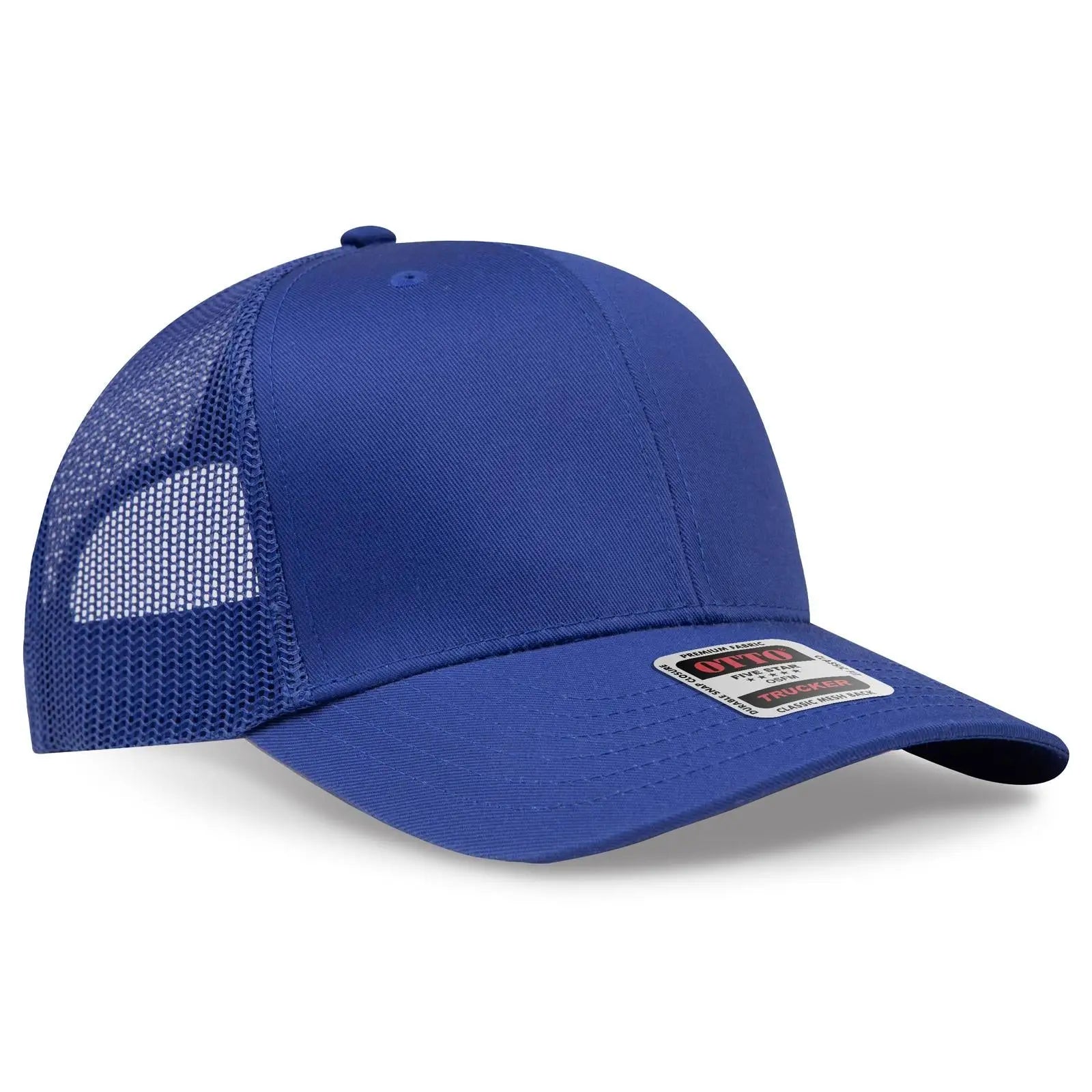 OTTO 30-287 6 Panel Mid Profile Mesh Back Trucker Cap - Royal - Royal / 6 1/2’’ - 7 5/8’’