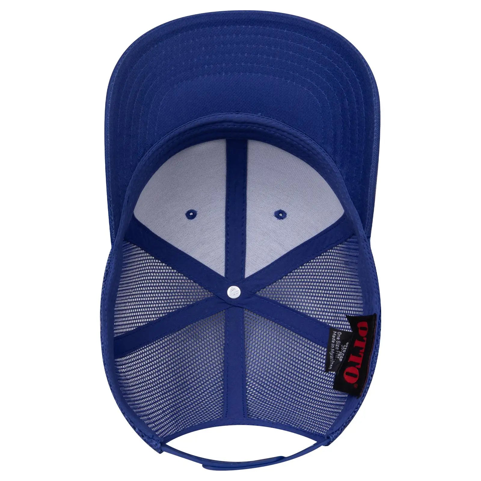 OTTO 30-287 6 Panel Mid Profile Mesh Back Trucker Cap - Royal - Royal / 6 1/2’’ - 7 5/8’’