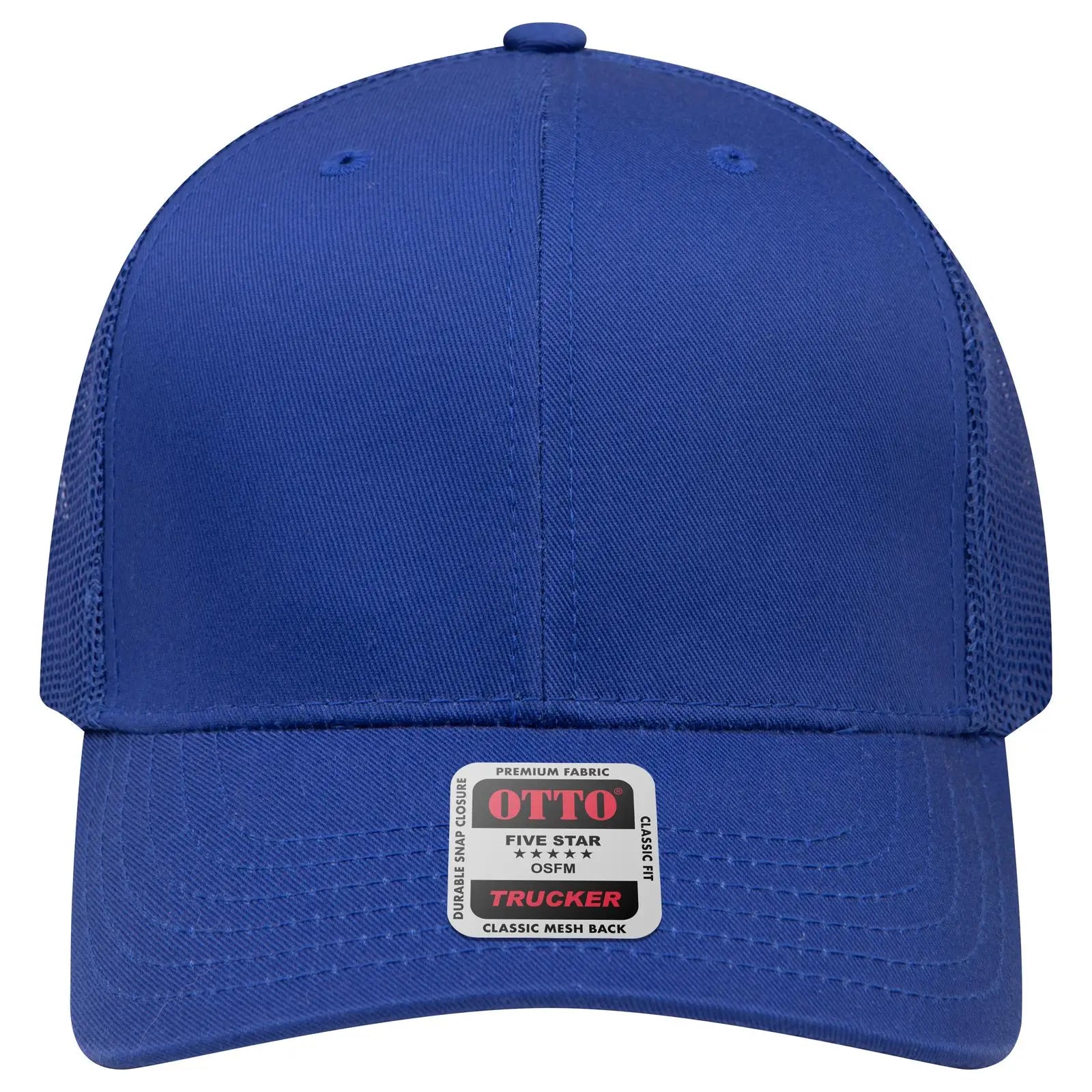 OTTO 30-287 6 Panel Mid Profile Mesh Back Trucker Cap - Royal - Royal / 6 1/2’’ - 7 5/8’’