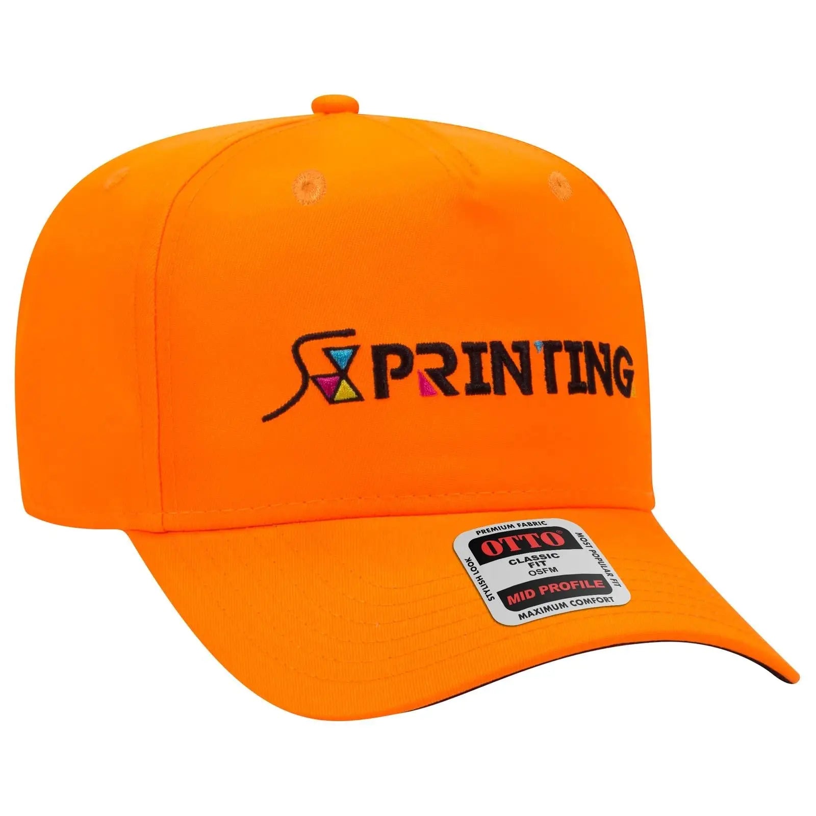 OTTO 31-069 5 Panel Mid Profile Baseball Cap - Black