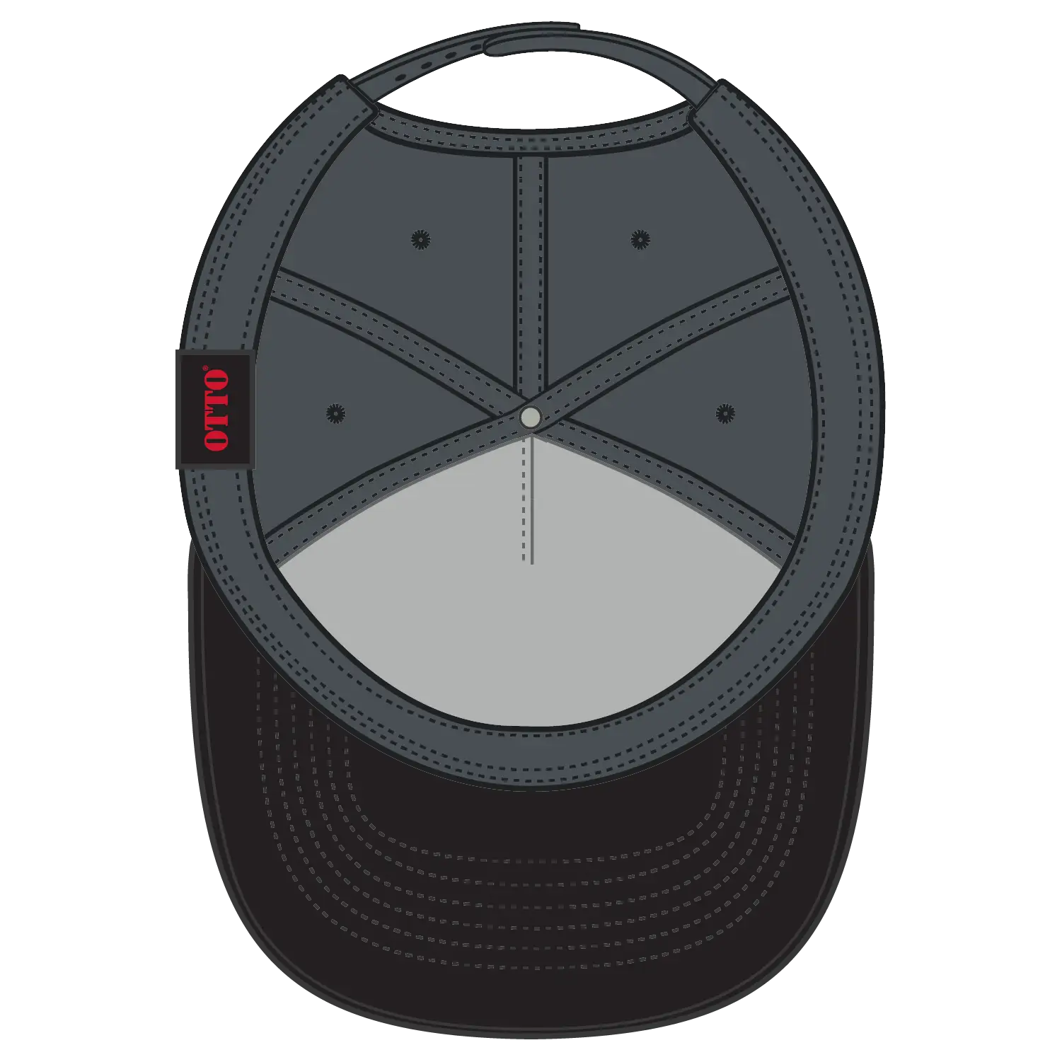 OTTO 31-069 5 Panel Mid Profile Baseball Cap - Blk/Ch.Gry - Blk/Ch.Gry / 6 1/2’’ - 7 5/8’’