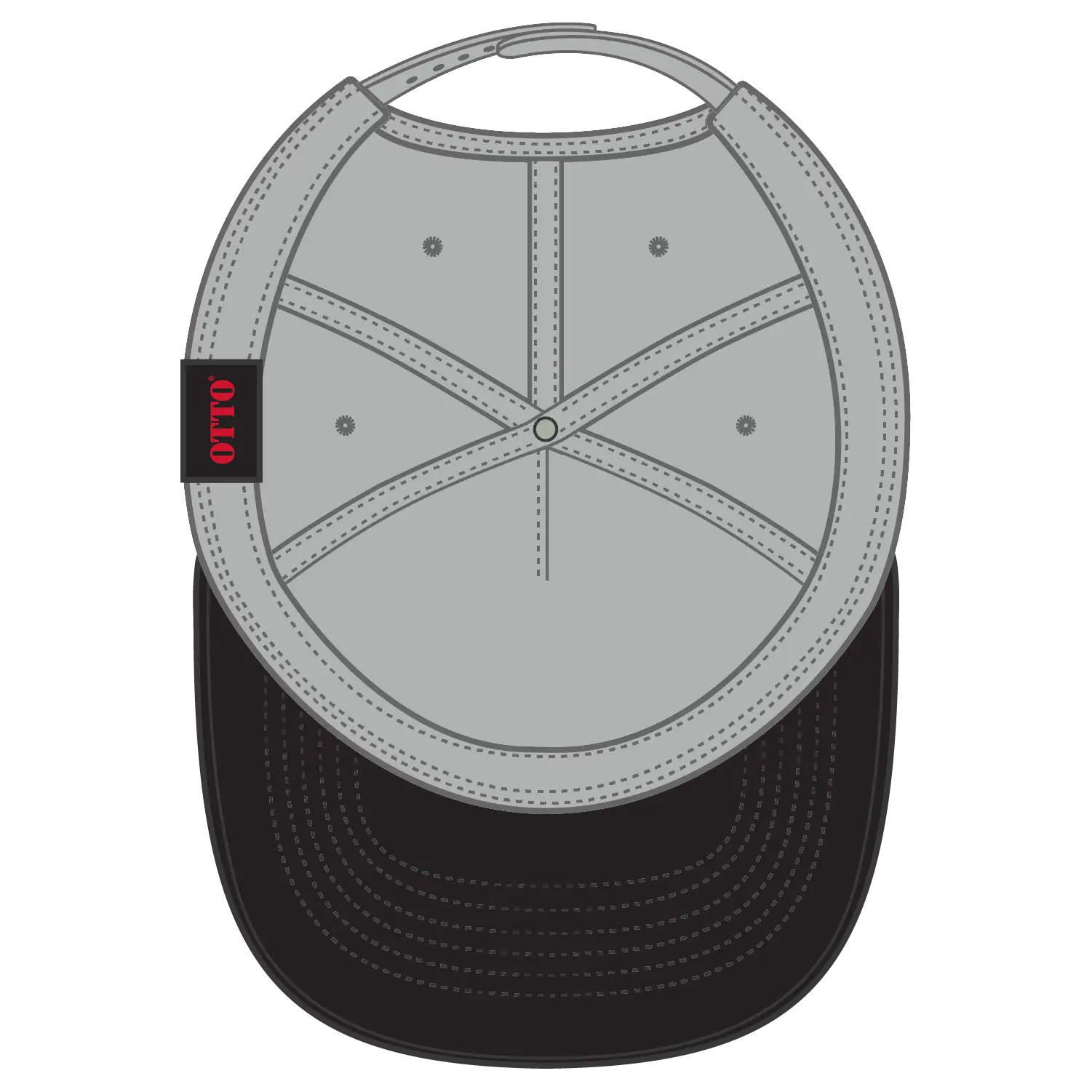 OTTO 31-069 5 Panel Mid Profile Baseball Cap - Blk/Gry - Blk/Gry / 6 1/2’’ - 7 5/8’’