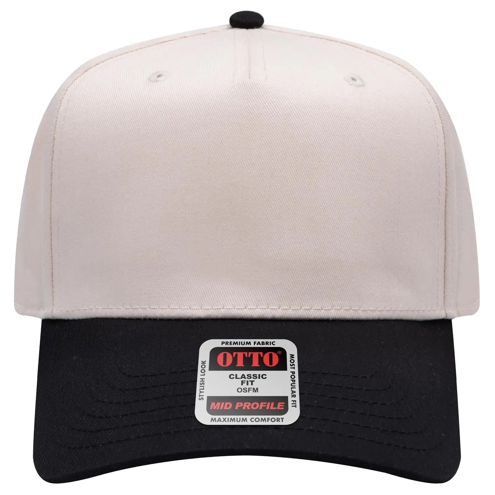 OTTO 31-069 5 Panel Mid Profile Baseball Cap - Blk/Natl - Blk/Natl / 6 1/2’’ - 7 5/8’’