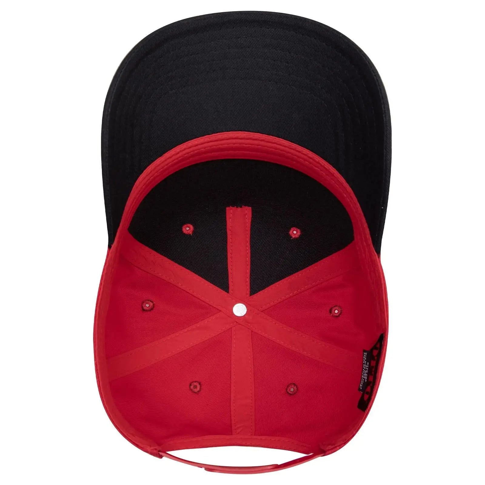OTTO 31-069 5 Panel Mid Profile Baseball Cap - Blk/Red - Blk/Red / 6 1/2’’ - 7 5/8’’