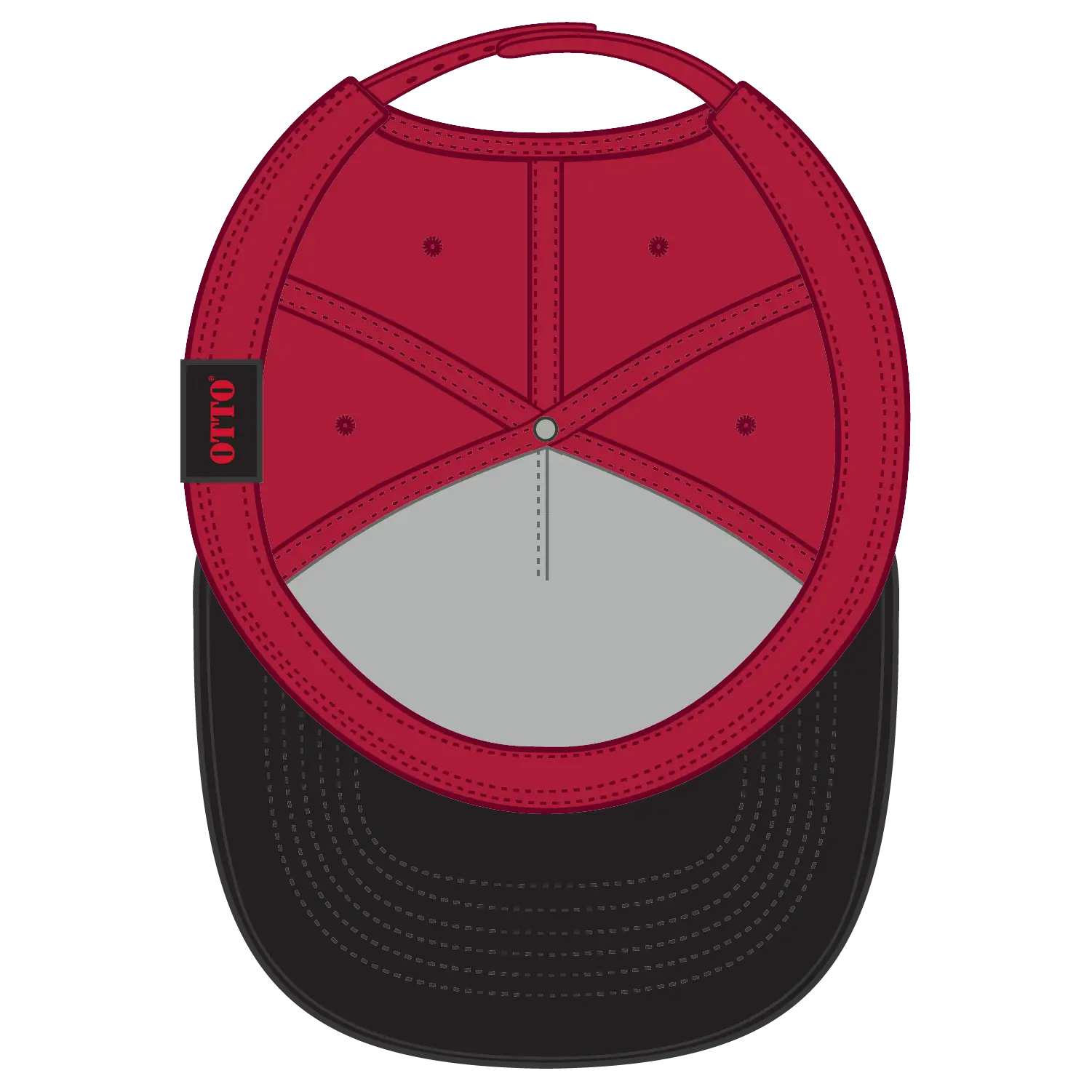 OTTO 31-069 5 Panel Mid Profile Baseball Cap - Blk/Red - Blk/Red / 6 1/2’’ - 7 5/8’’