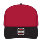 OTTO 31-069 5 Panel Mid Profile Baseball Cap - Blk/Red - Blk/Red / 6 1/2’’ - 7 5/8’’