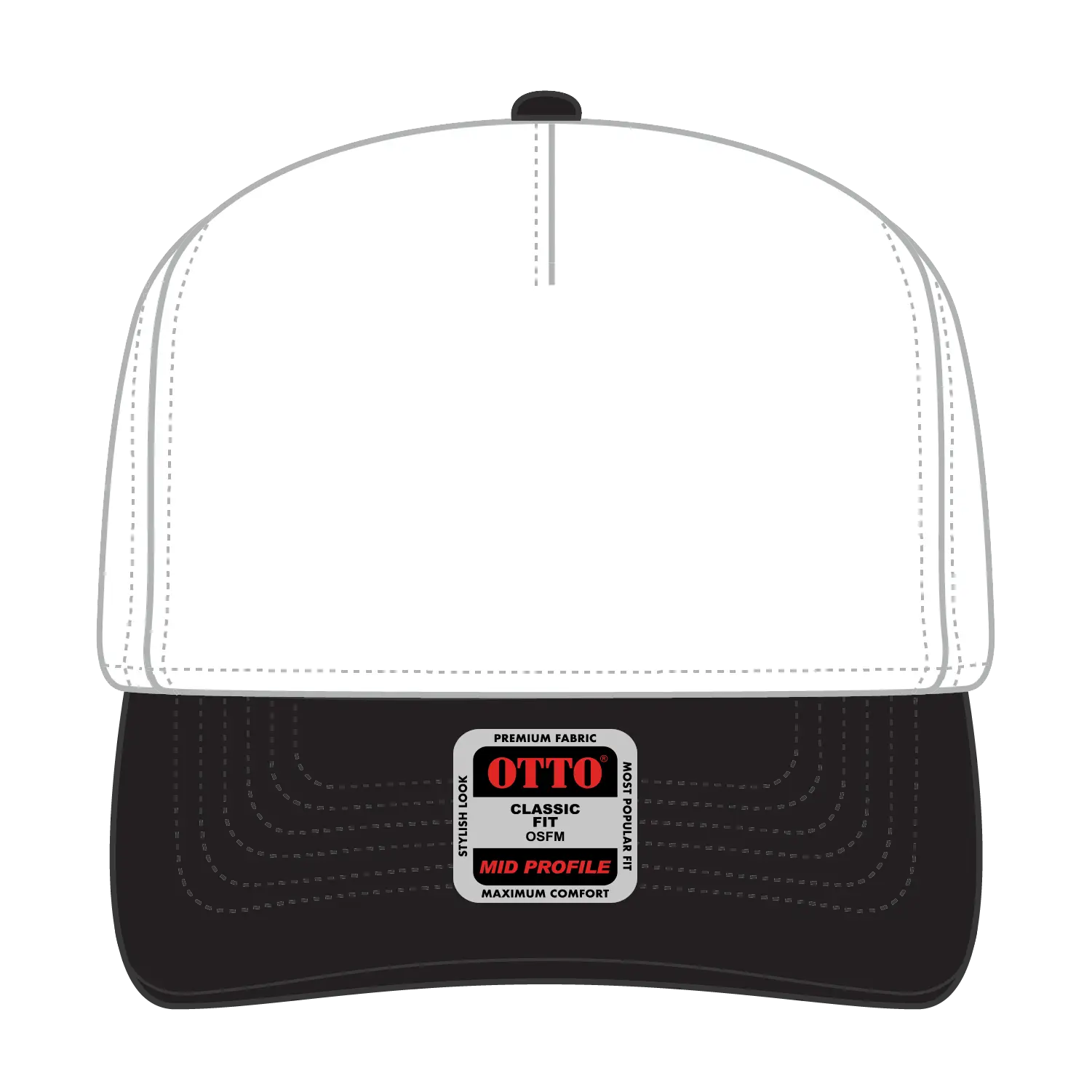 OTTO 31-069 5 Panel Mid Profile Baseball Cap - Blk/Wht - Blk/Wht / 6 1/2’’ - 7 5/8’’