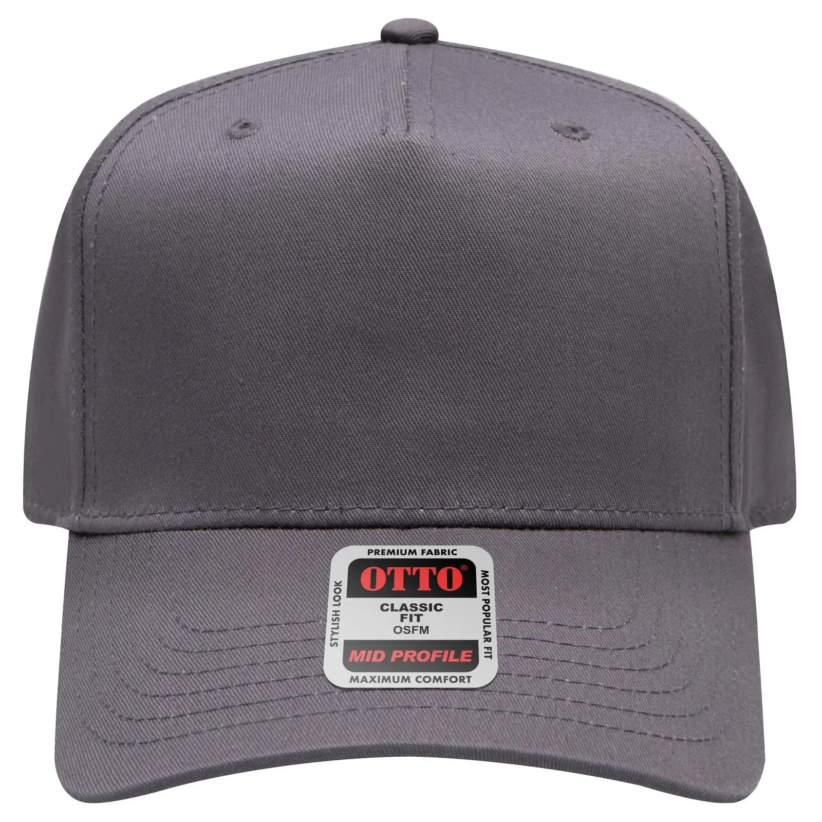OTTO 31-069 5 Panel Mid Profile Baseball Cap - Char. Gray - Char. Gray / 6 1/2’’ - 7 5/8’’