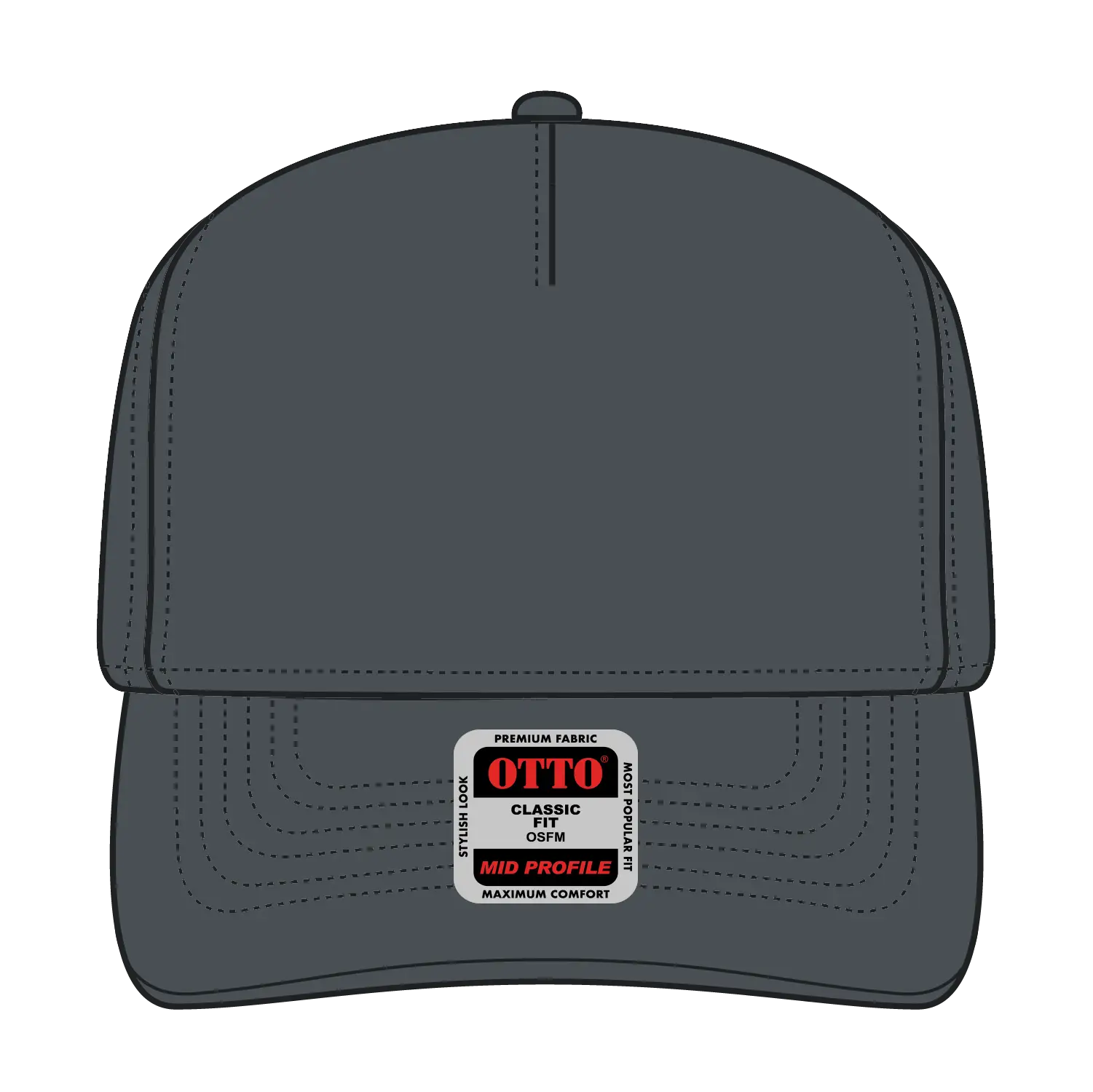OTTO 31-069 5 Panel Mid Profile Baseball Cap - Char. Gray - Char. Gray / 6 1/2’’ - 7 5/8’’