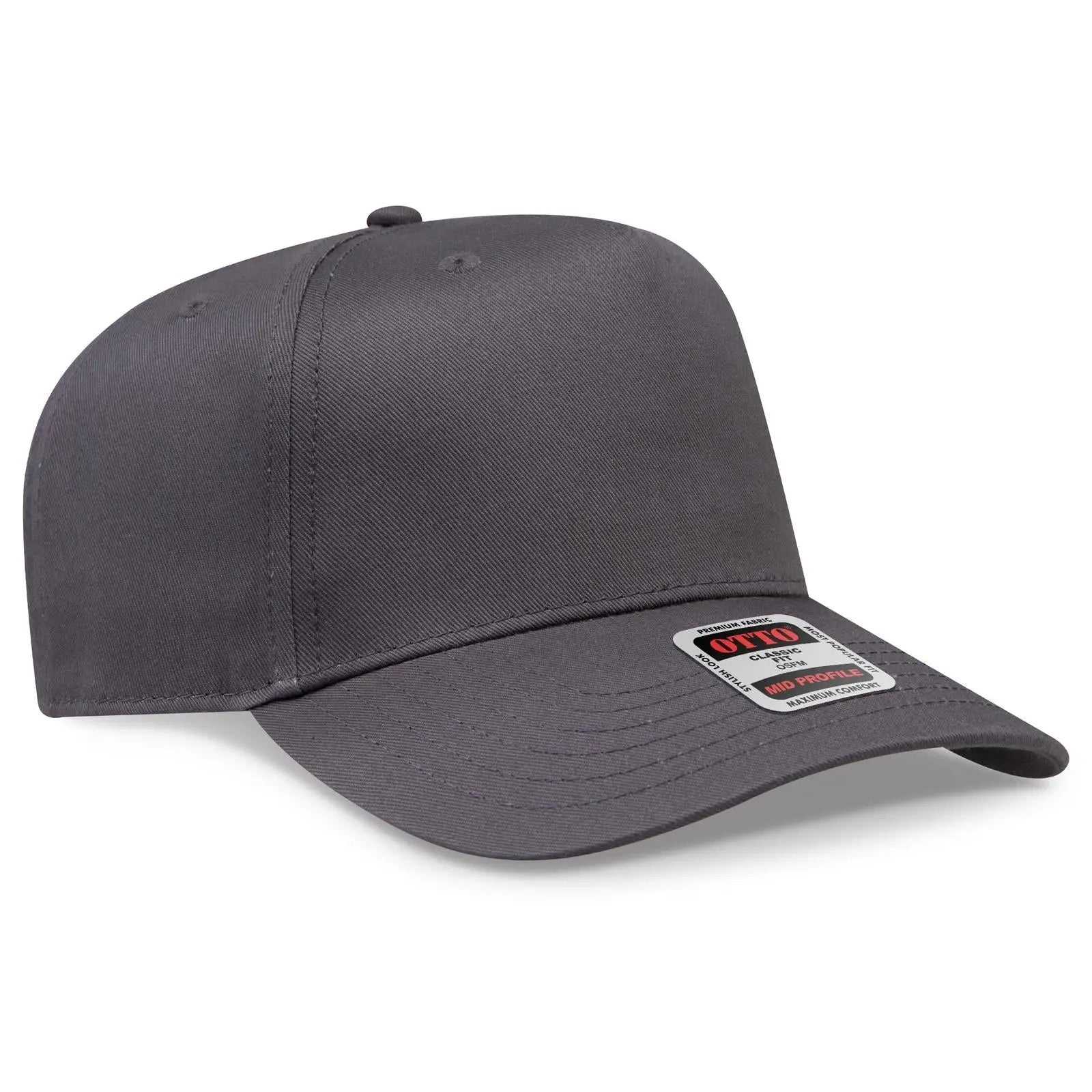OTTO 31-069 5 Panel Mid Profile Baseball Cap - Char. Gray - Char. Gray / 6 1/2’’ - 7 5/8’’