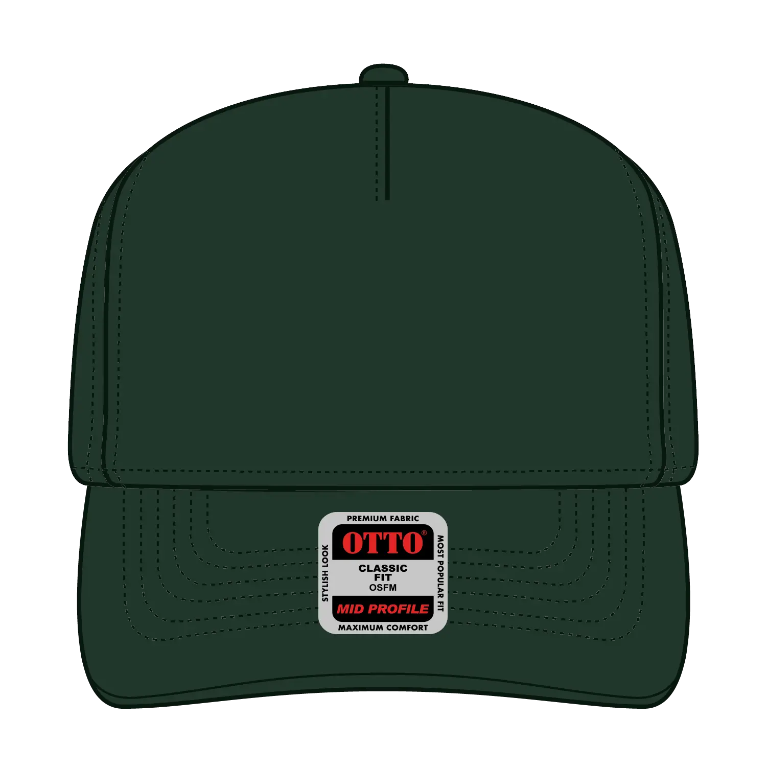 OTTO 31-069 5 Panel Mid Profile Baseball Cap - Dk. Green - Dk. Green / 6 1/2’’ - 7 5/8’’
