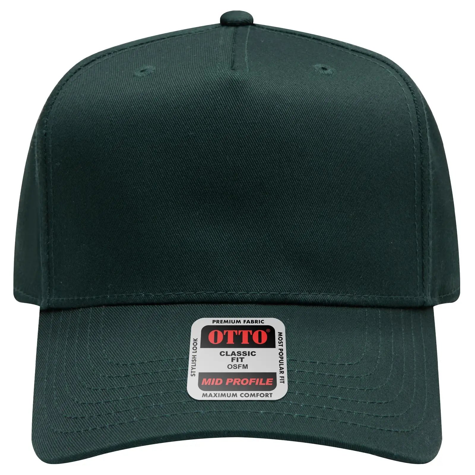 OTTO 31-069 5 Panel Mid Profile Baseball Cap - Dk. Green
