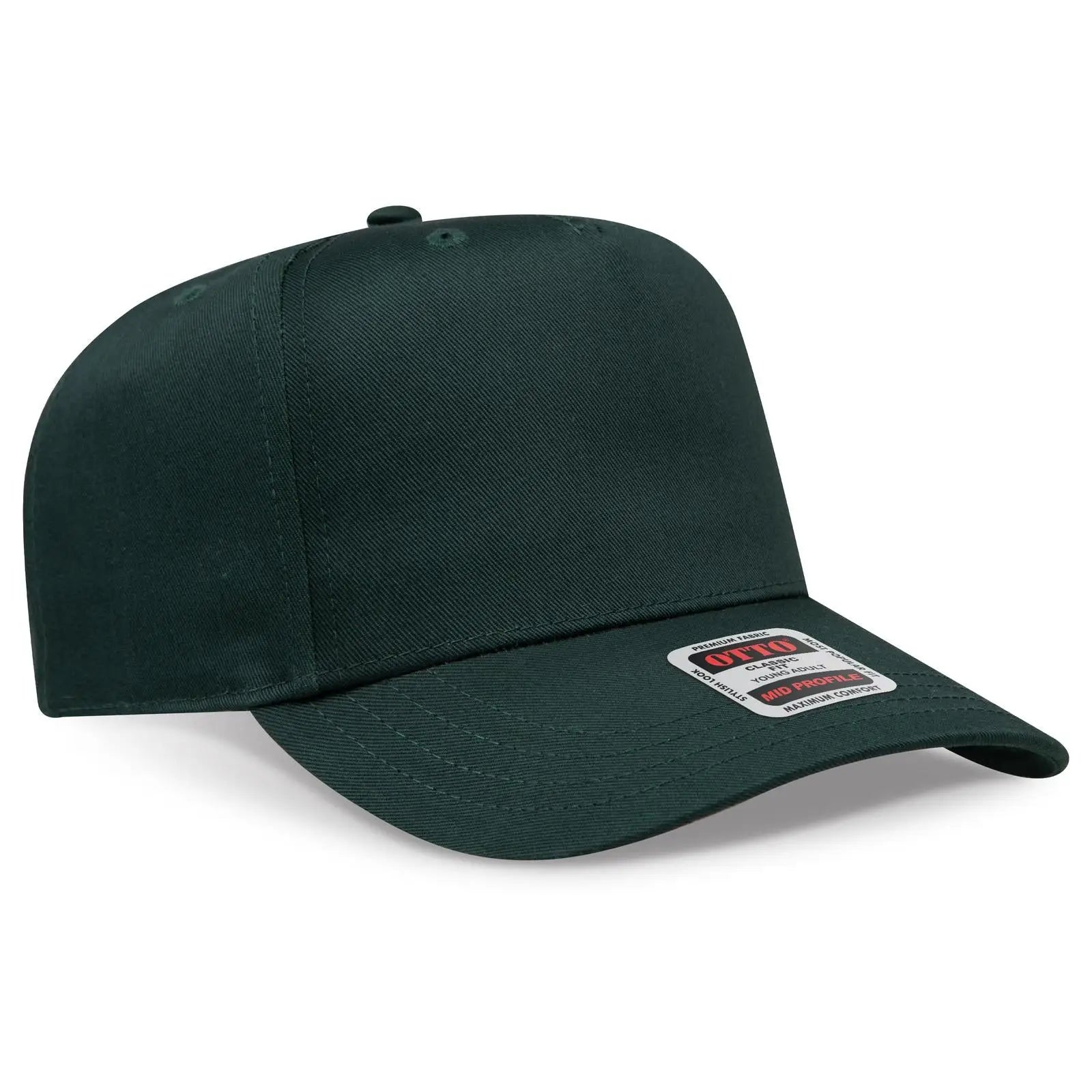 OTTO 31-069 5 Panel Mid Profile Baseball Cap - Dk. Green