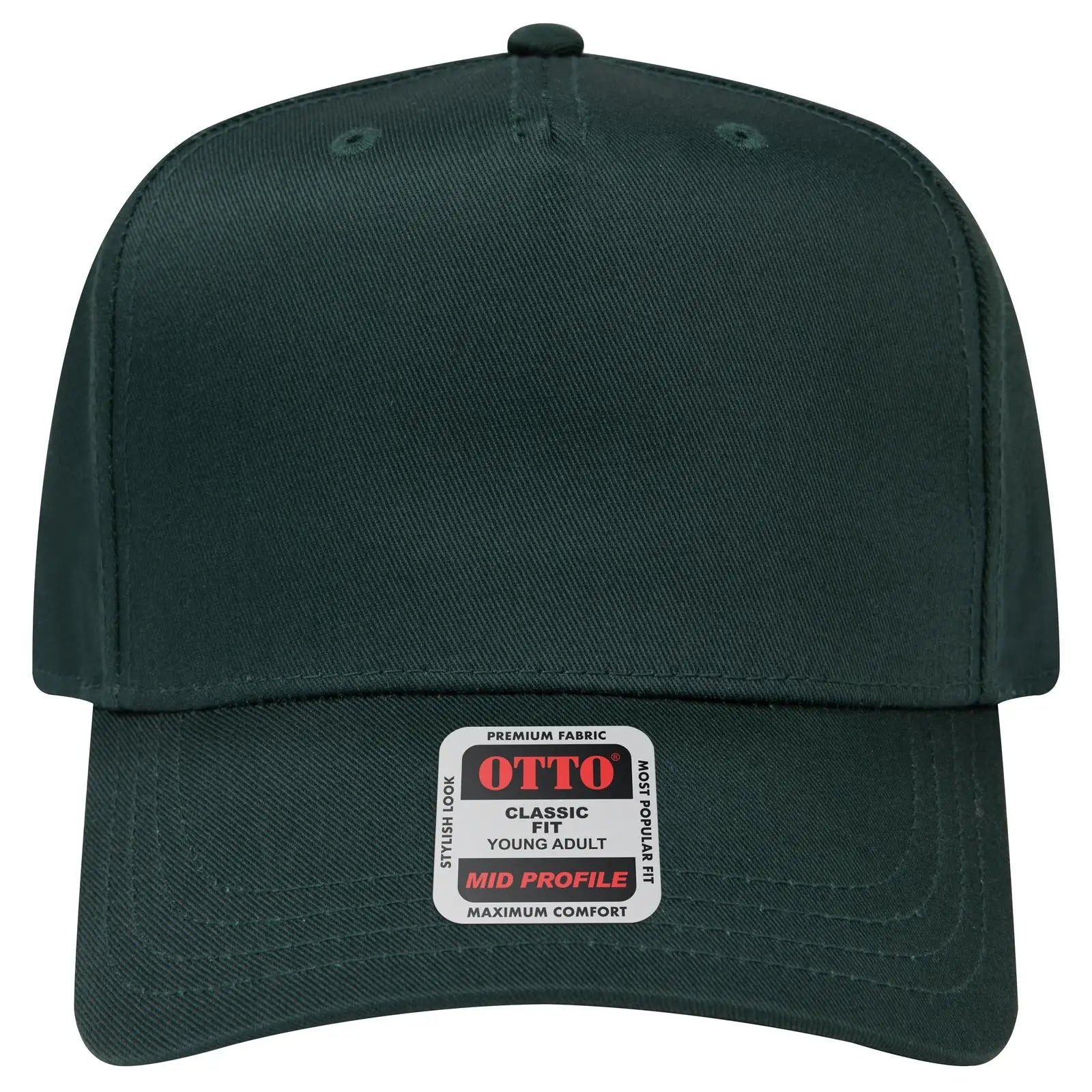 OTTO 31-069 5 Panel Mid Profile Baseball Cap - Dk. Green