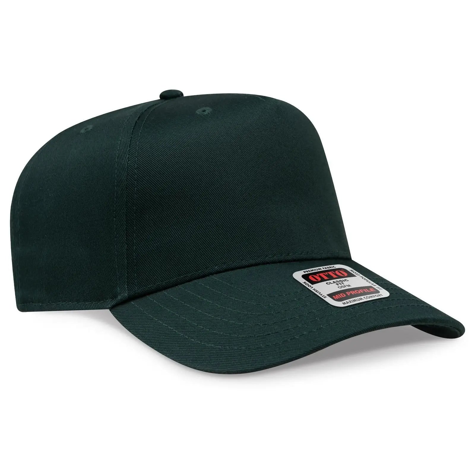 OTTO 31-069 5 Panel Mid Profile Baseball Cap - Dk. Green