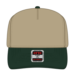 OTTO 31-069 5 Panel Mid Profile Baseball Cap - Dk.Grn/Kha - Dk.Grn/Kha / 6 1/2’’ - 7 5/8’’