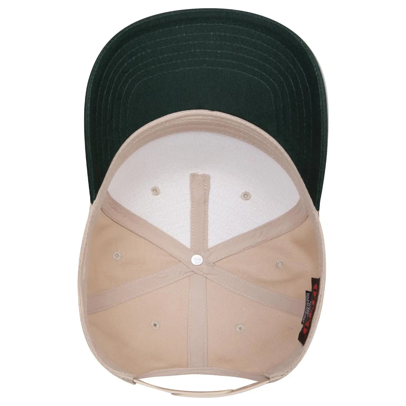 OTTO 31-069 5 Panel Mid Profile Baseball Cap - Dk.Grn/Kha - Dk.Grn/Kha / 6 1/2’’ - 7 5/8’’