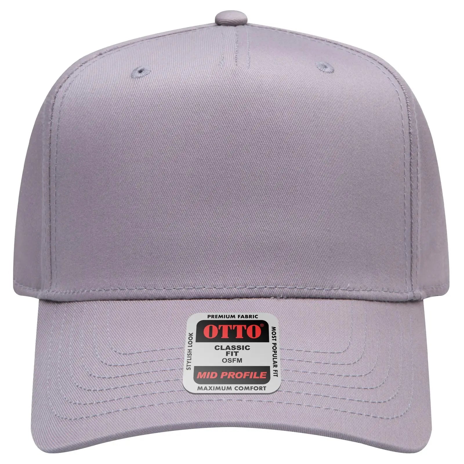 OTTO 31-069 5 Panel Mid Profile Baseball Cap - Gray - Gray / 6 1/2’’ - 7 5/8’’