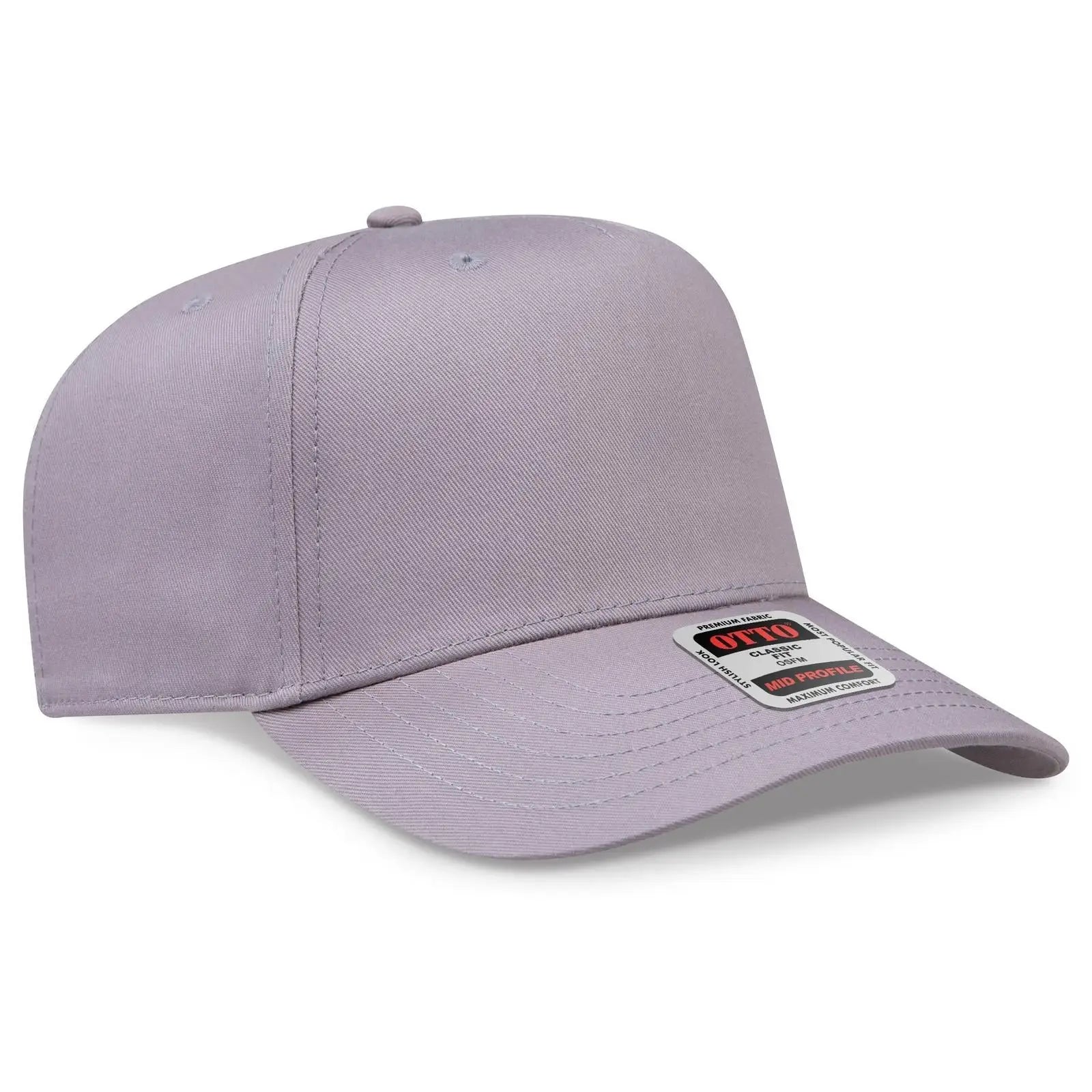 OTTO 31-069 5 Panel Mid Profile Baseball Cap - Gray - Gray / 6 1/2’’ - 7 5/8’’