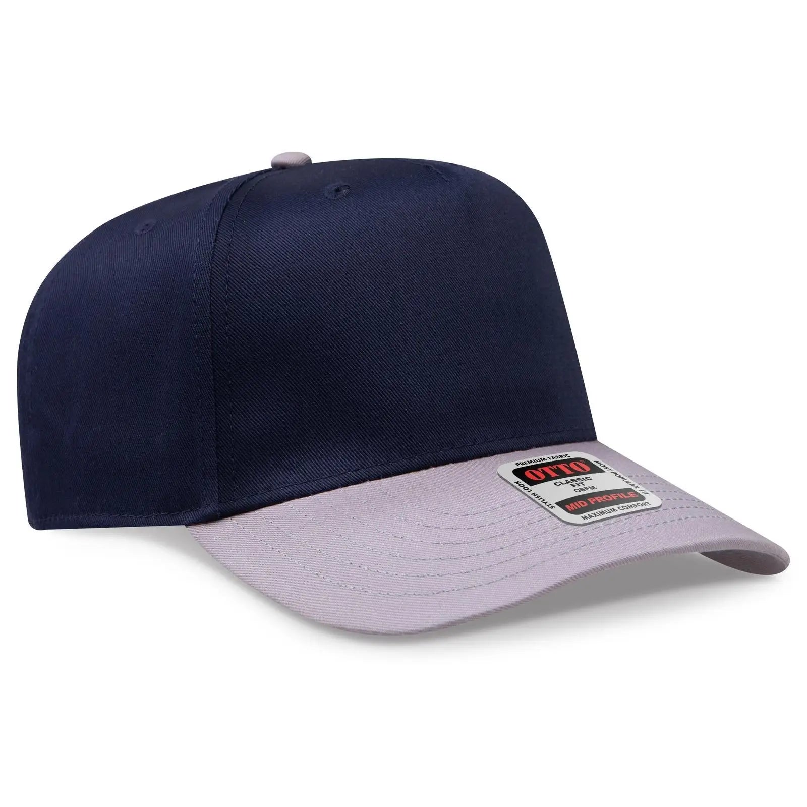 OTTO 31-069 5 Panel Mid Profile Baseball Cap - Gry/Nvy - Gry/Nvy / 6 1/2’’ - 7 5/8’’