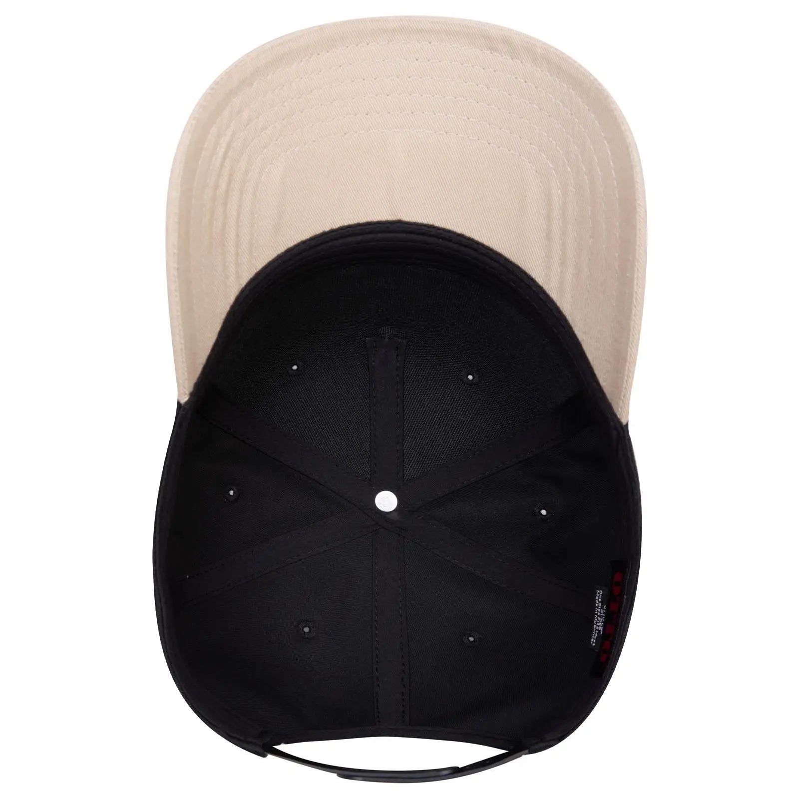 OTTO 31-069 5 Panel Mid Profile Baseball Cap - Kha/Blk - Kha/Blk / 6 1/2’’ - 7 5/8’’