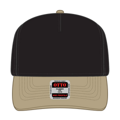 OTTO 31-069 5 Panel Mid Profile Baseball Cap - Kha/Blk - Kha/Blk / 6 1/2’’ - 7 5/8’’