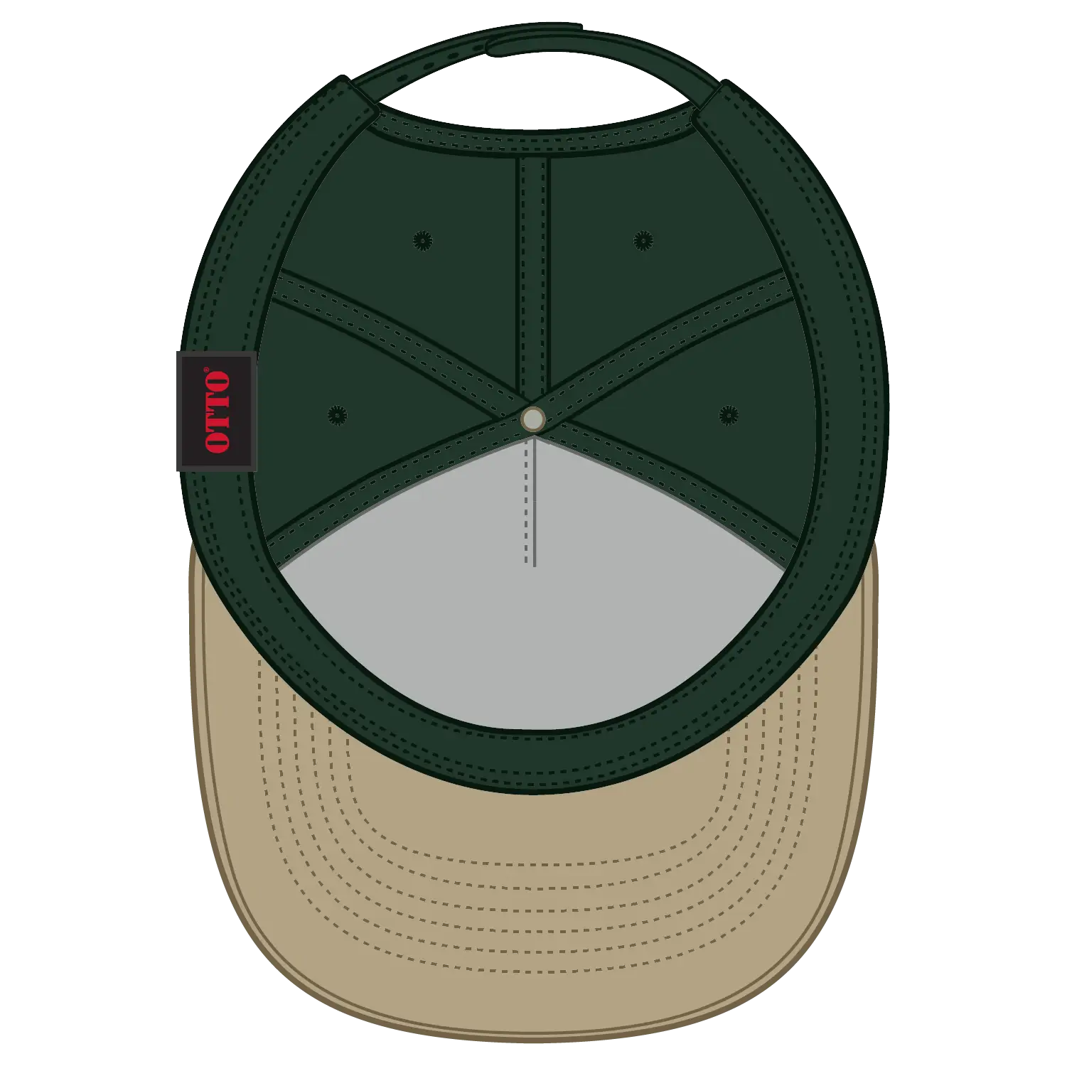 OTTO 31-069 5 Panel Mid Profile Baseball Cap - Kha/Dk.Grn - Kha/Dk.Grn / 6 1/2’’ - 7 5/8’’